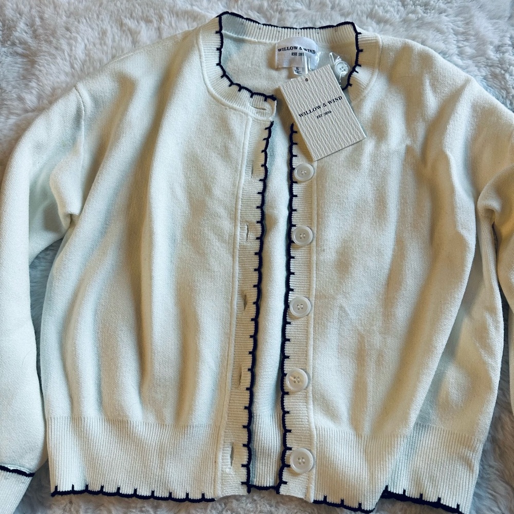 Willow & Wind Cardigan with Black Trim - Picture 2 of 5
